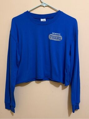 Memphis Tigers Royal Blue Cropped Long Sleeve Sweatshirt